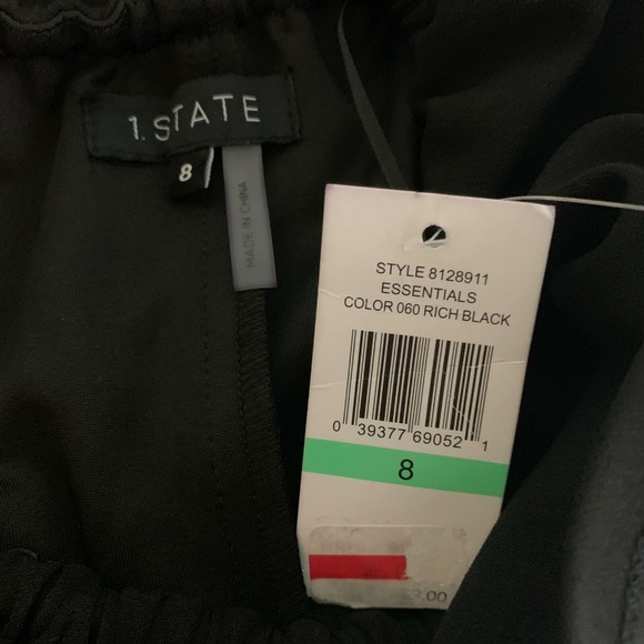 1 State Dress Black Ruffled Of Shoulders Sz 8 NEW - Picture 4 of 6